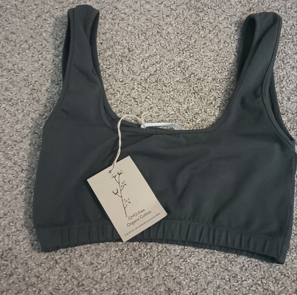 NWT Groceries Apparel organic cotton bralette charcoal grey Size L - Picture 4 of 8